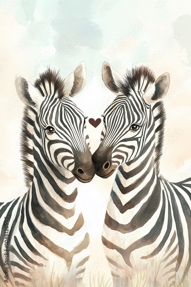Fototapeta premium cute zebra couple in love