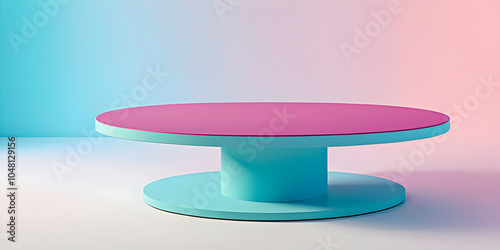 A round two-tone platform on a background with a smooth transition from blue to pink.