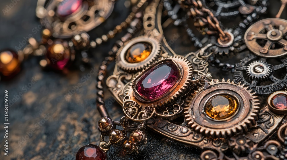 Intricate Steampunk Jewelry Close-Up Detail Intricate Steampunk Jewelry Close-Up Detail