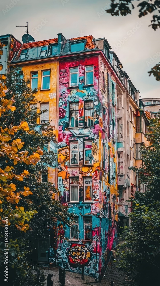 Fototapeta premium Vibrant Mural on Urban Building Facade