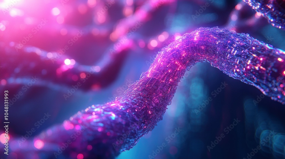 Abstract Shiny Curved Object with Pink and Blue Lights Abstract Shiny Curved Object with Pink and Blue Lights