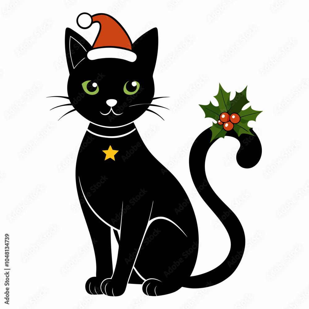 Fototapeta premium Christmas Cat Black silhouette