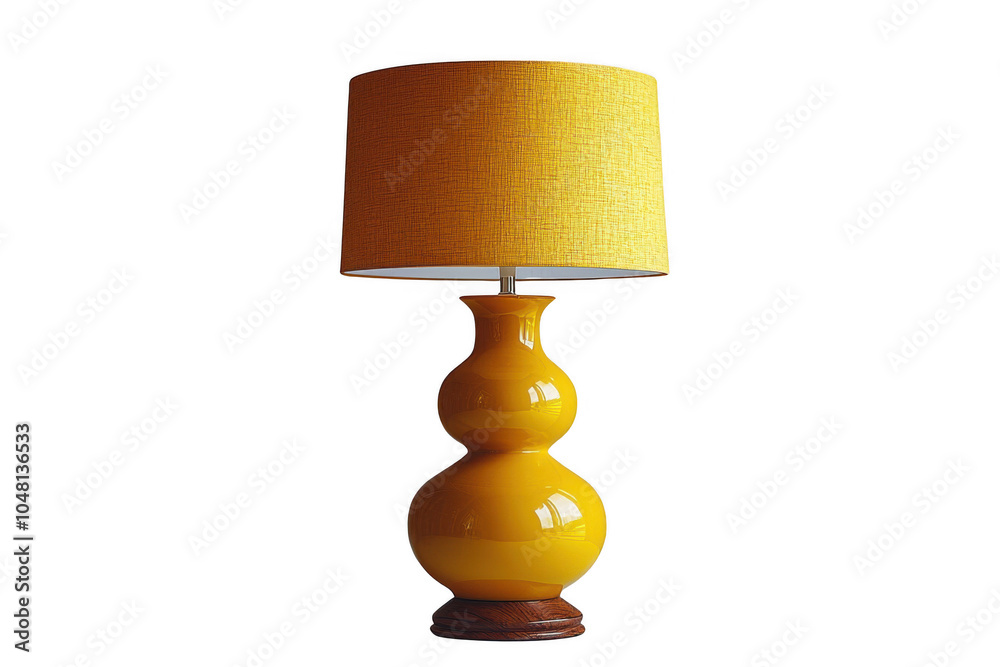 Yellow floor lamp isolated on transparent background, png file, no background png file