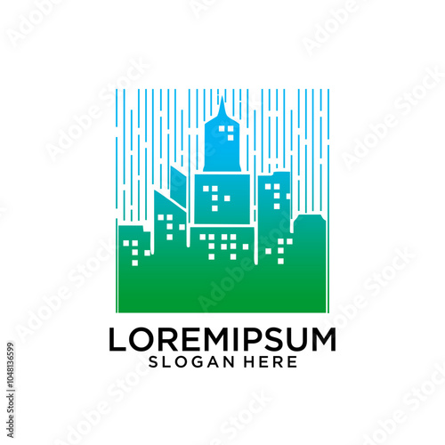 Stylized City Skyline Digital Logo