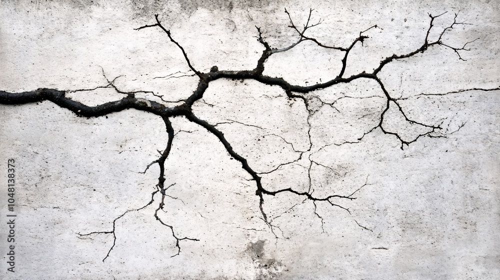 Fototapeta premium Branch on a White Wall.