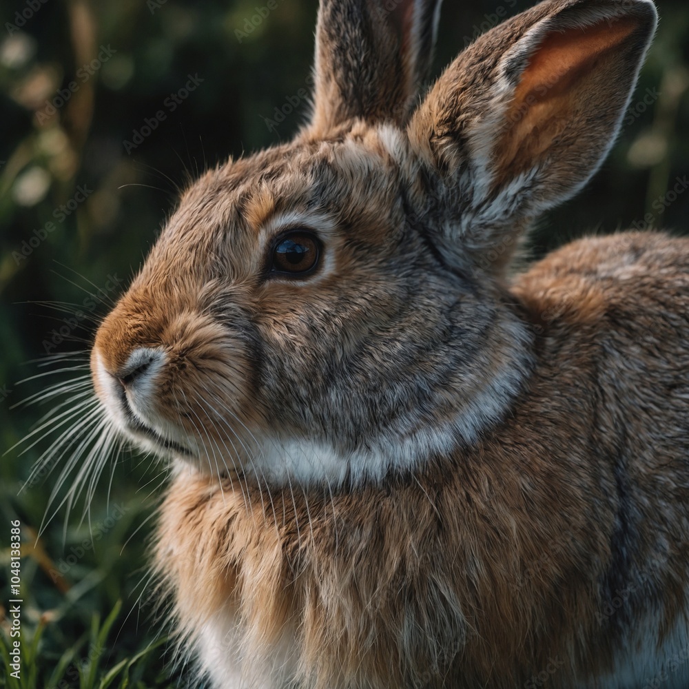 Fototapeta premium A gentle rabbit with large ears and soft fur.