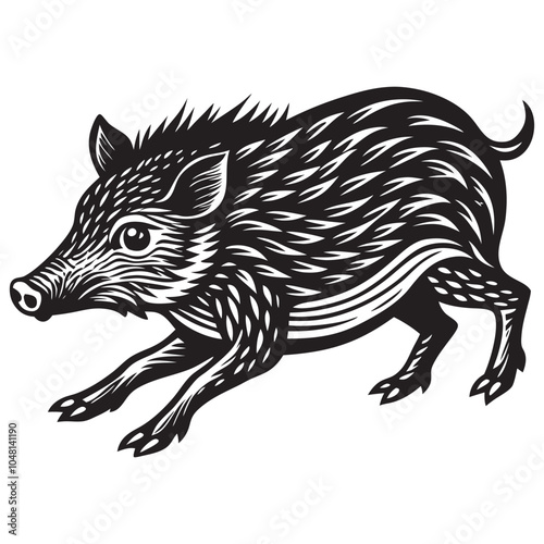 Wild javelina Runner Vector Graphic Design