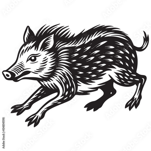 wild javelina High Energy Running Silhouette Vector