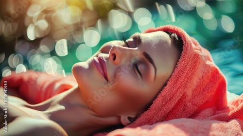 portrait of a woman relaxing in a spa