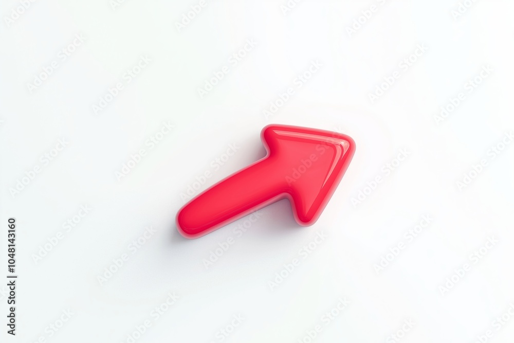 A glossy red arrow pointing upward and to the right, featuring a sleek 3D design and rounded edges