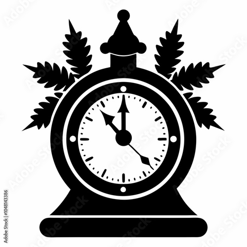 Christmas clock Black silhouette