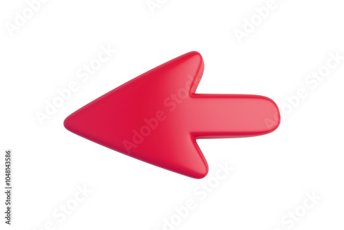 A diagonal red arrow pointing to the left, rendered in 3D with a glossy and vibrant surface