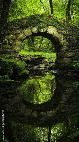 Tranquil Old Bridge Surrounded by Lush Greenery