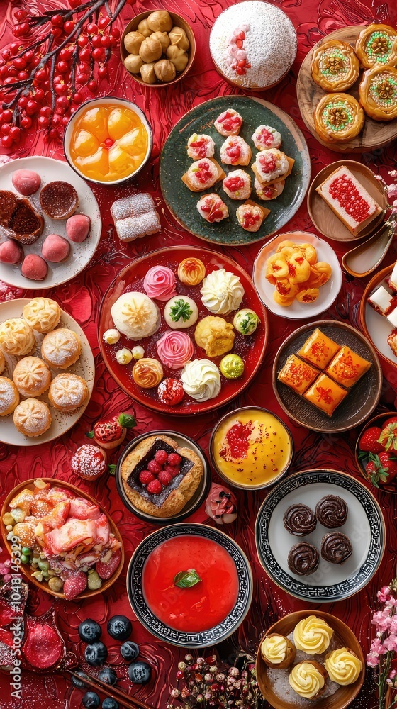 Vibrant Display of Chinese New Year Pastries Vibrant Display of Chinese New Year Pastries