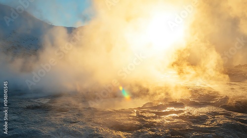 35 Closeup of steam rising from a geothermal borehole photo