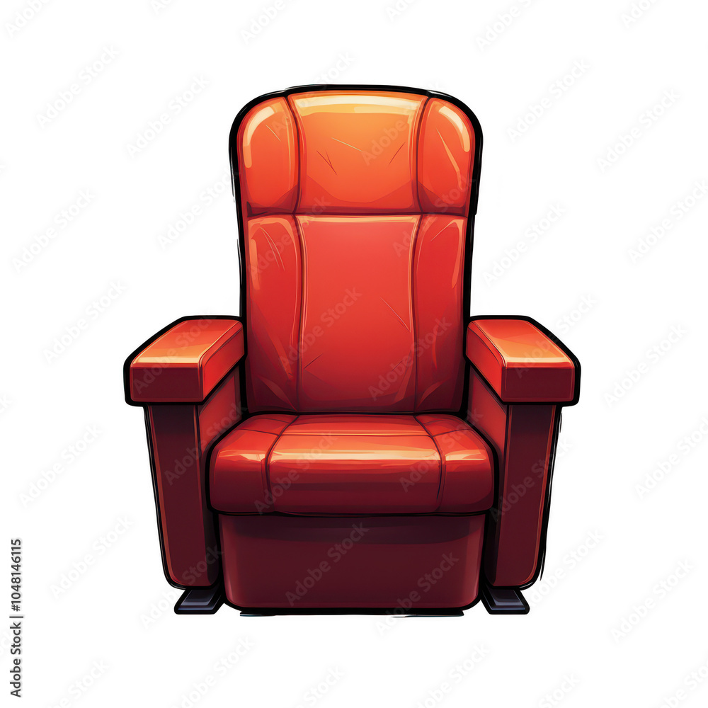 Obraz premium cartoon-style red cinema chair isolated on white background
