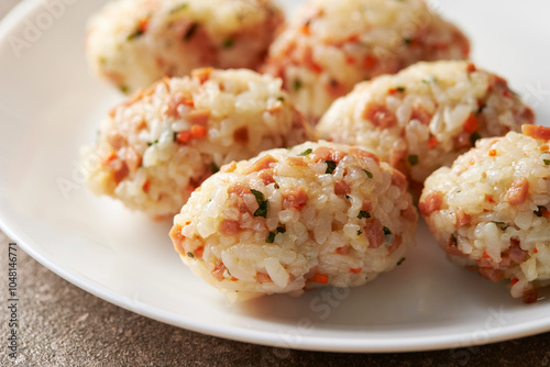 Vegetable rice balls on a plate