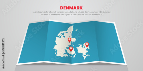 denmark map travel with pin tag location design Illustration
