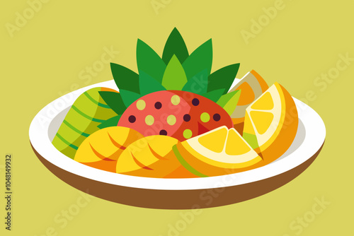 Pineapple Passion Platter fruit salad vector art illustration