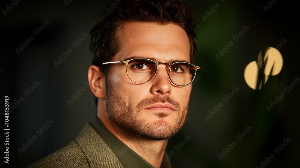 Fototapeta premium Handsome Man Wearing Glasses Portrait