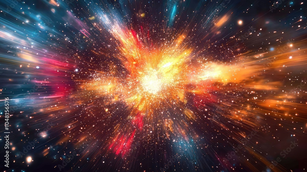 Obraz premium Bright Firework Explosion in Cosmic Background
