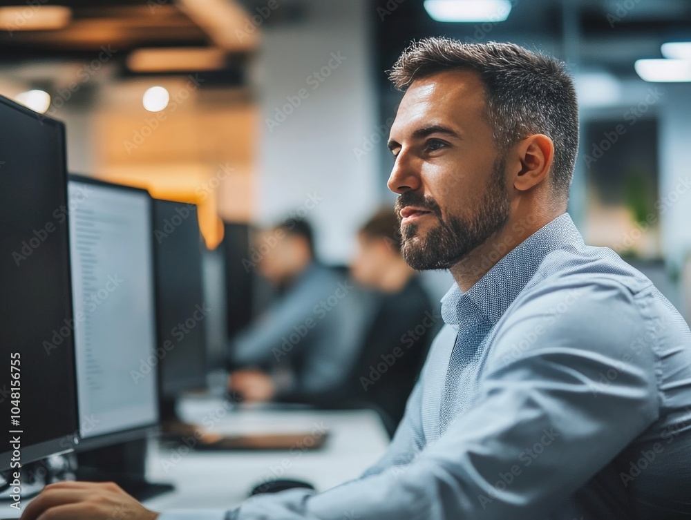A manager overseeing the implementation of a new technology system in the company, ensuring a smooth transition for employees. A manager overseeing the implementation of a new technology system in the company, ensuring a smooth transition for employees.