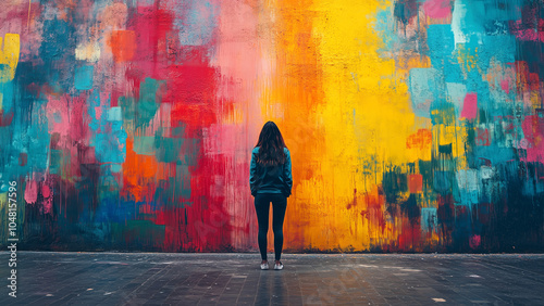 A bold refined graffiti mural adorns the wall