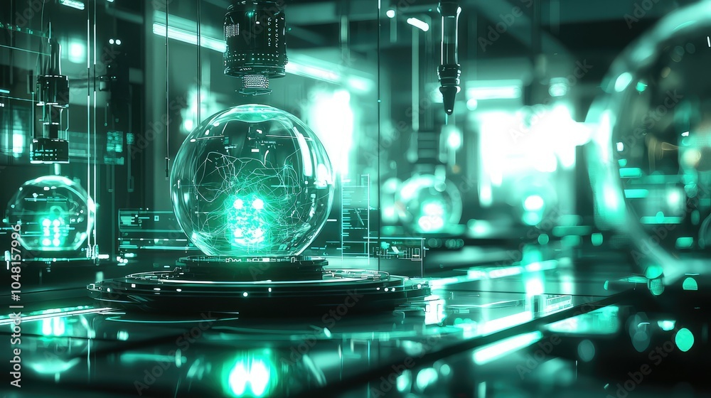 Futuristic Laboratory with Scientists in Action Futuristic Laboratory with Scientists in Action