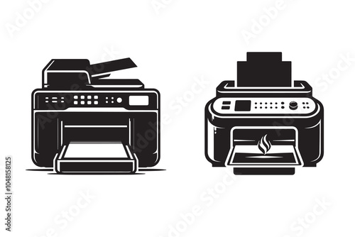 Digital Printer Machine Silhouette Illustration