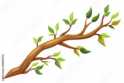 Wood industry firewood flat icon with tree branch with green leaves vector illustration