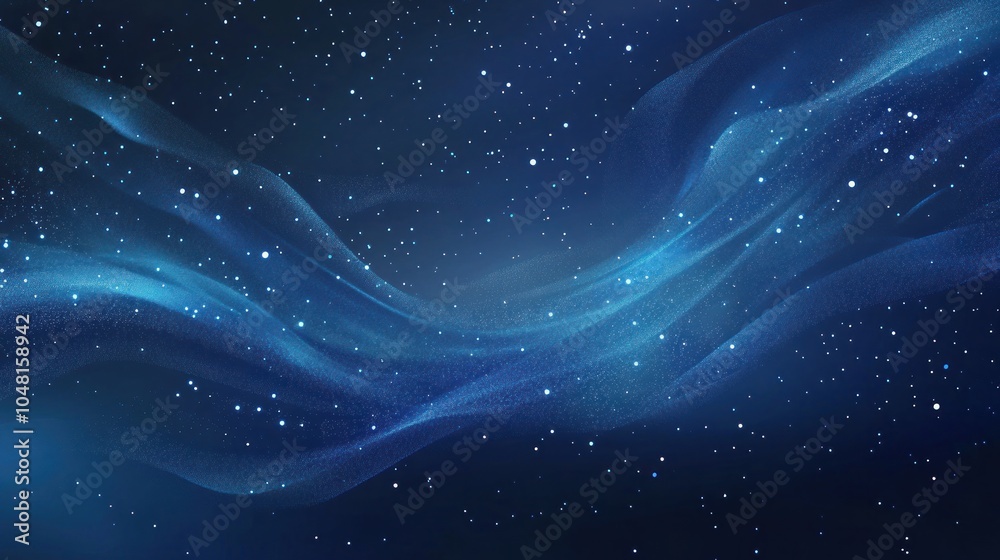 Obraz premium Abstract Night Sky with Twinkling Stars and Blue Waves