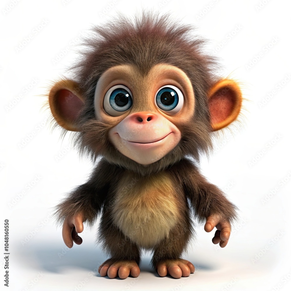 a ape 3d render cute illustration on white background a ape 3d render cute illustration on white background