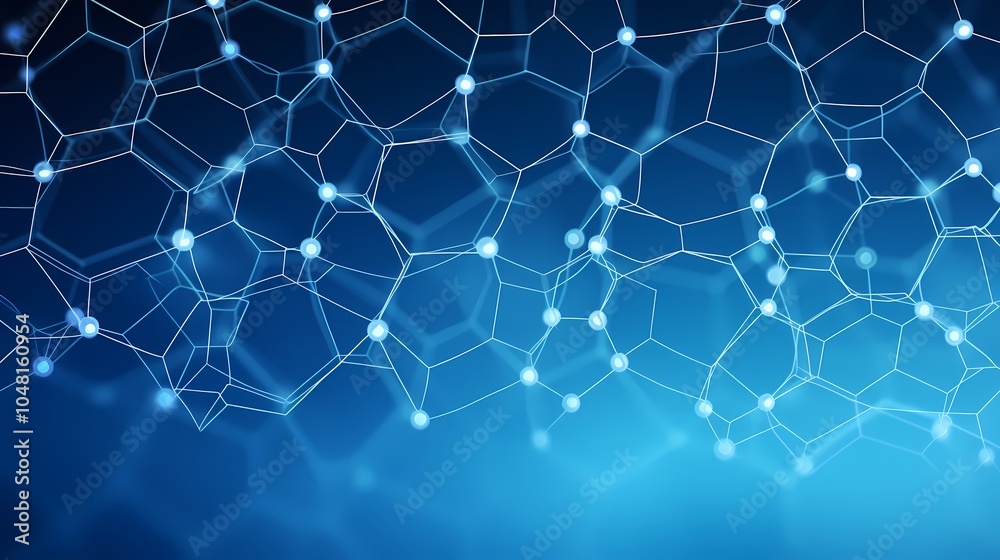 Fototapeta premium Blue abstract hexagonal pattern with light effects.