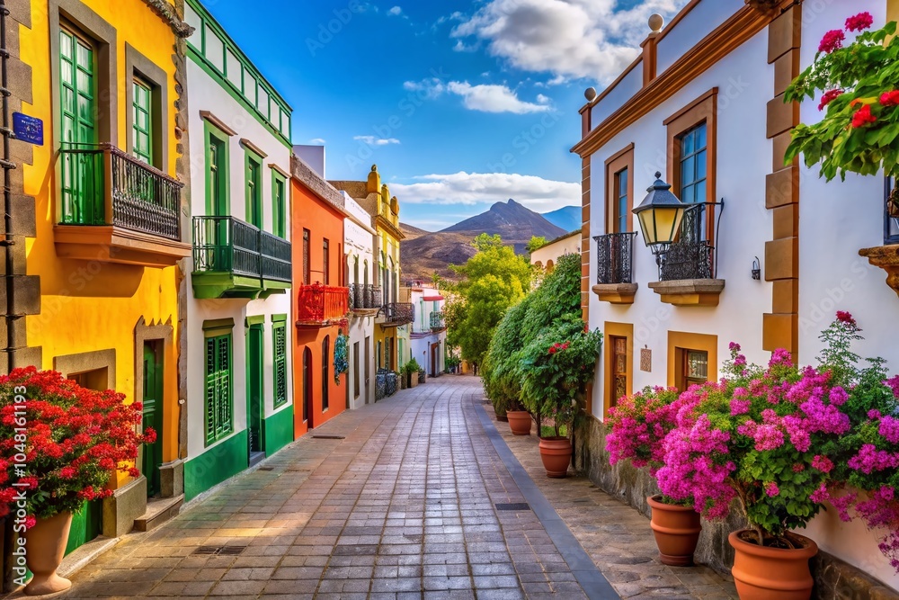 Fototapeta premium Architectural Details of Ingenio's Old Town in Gran Canaria - Capturing the Charm of Southeast Island Heritage
