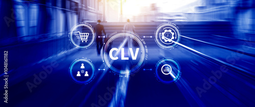 CLV, Customer lifetime value concept, Increasing CLV marketing strategy planning, measure of average customer revenue generated over their entire relationship with company. photo