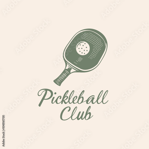 Minimalist pickleball paddle design with club text