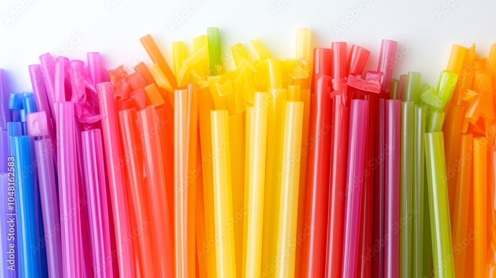 Rainbow Plastic Drinking Straws Colorful Background Texture Rainbow Plastic Drinking Straws Colorful Background Texture