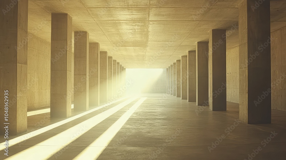 Spacious Concrete Room with Soft Lighting Spacious Concrete Room with Soft Lighting