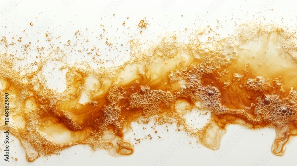 Obraz premium Abstract Brown Liquid with Bubbles on White Background