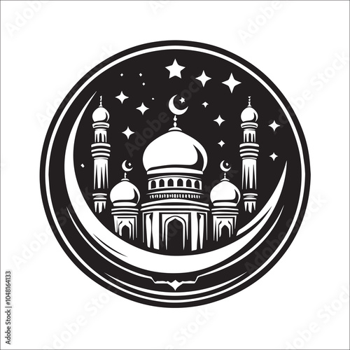 Mosque logo design with Islamic creative concept Vector black