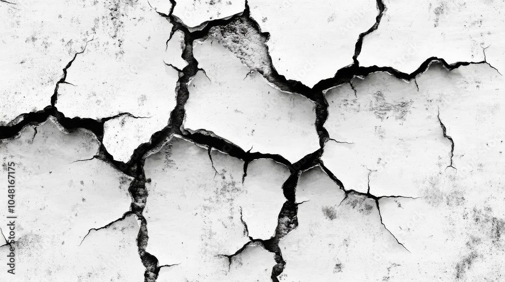 Obraz premium Experience a high-contrast, gritty aesthetic with this detailed black and white grunge texture, featuring worn surfaces, scratches, and faded areas, perfect for creative overlays.