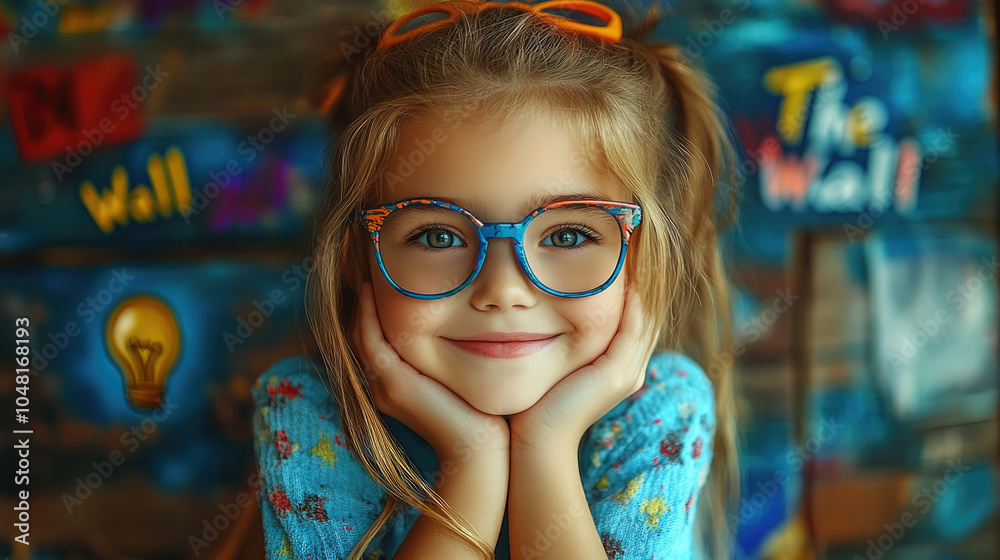 The girl wearing glasses and the light bulb The girl wearing glasses and the light bulb