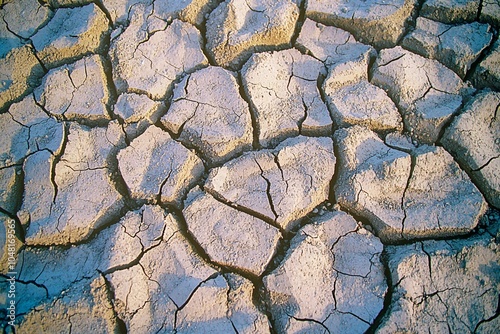 Cracked earth surface showcasing drought effects under natural light. photo