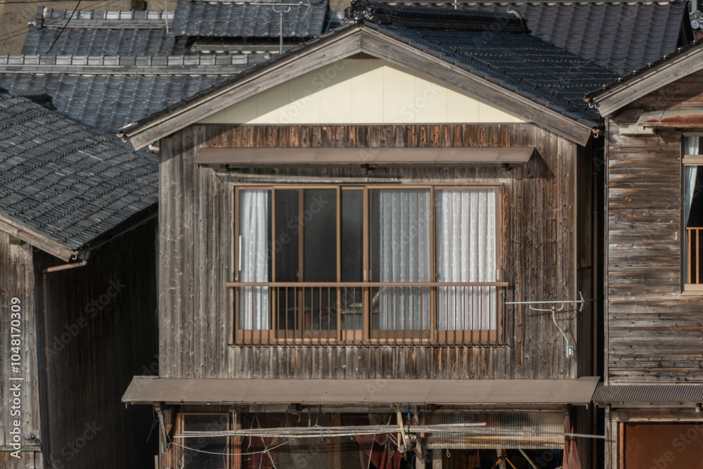 Funaya Boathouses in Ine fisherman village Kyoto Prefecture, The funayas were originally constructed to lift fishermen's wooden boats from the sea