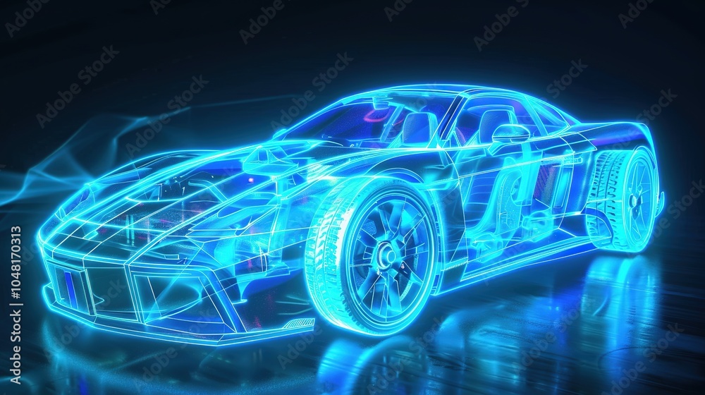Holographic Technology Automotive - an innovative and cutting-edge visual. The holographic technology showcases a futuristic approach to automotive design. Holographic Technology Automotive - an innovative and cutting-edge visual. The holographic technology showcases a futuristic approach to automotive design.