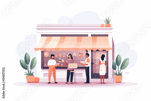 small business. Flat Vector Illustration on transparent background 