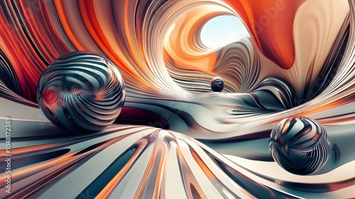 Surreal scene with gravitational distortions warping objects and creating abstract deformations photo