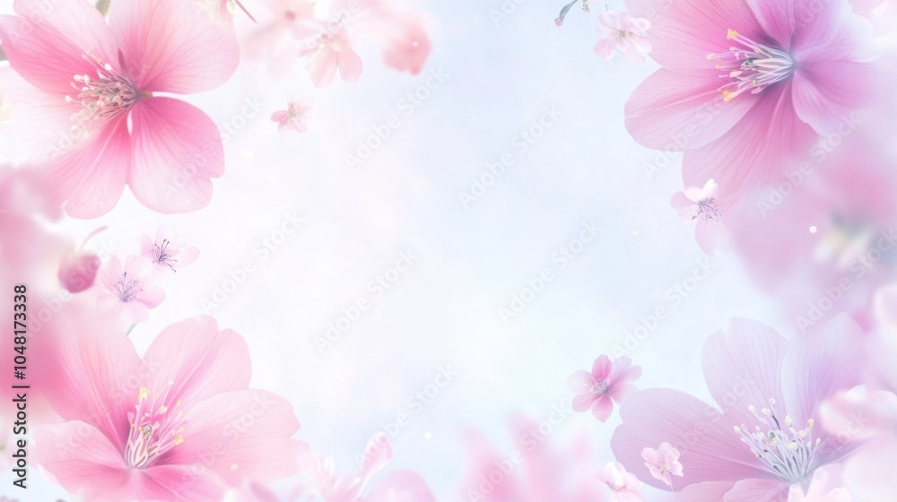 Pastel Floral Border Banner, delicate flowers frame a crisp white center, ideal for elegant invitations or announcements Pastel Floral Border Banner, delicate flowers frame a crisp white center, ideal for elegant invitations or announcements