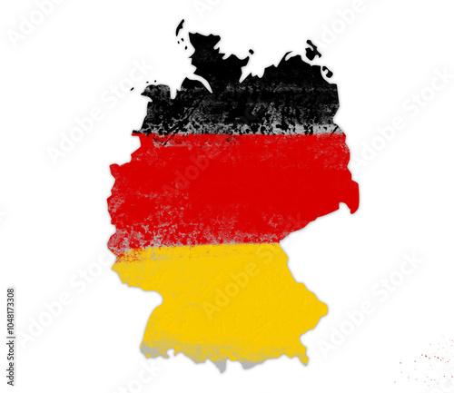 germany map with flag colors paint strokes