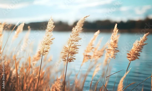 Autumn Leaves with Lake Background